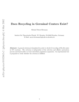 Does Recycling in Germinal Centers Exist?