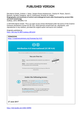 Biogeography and Taxonomy of Extinct and Endangered Monk Seals Illuminated by Ancient DNA and Skull Morphology Zookeys, 2014; 409(409):1-33