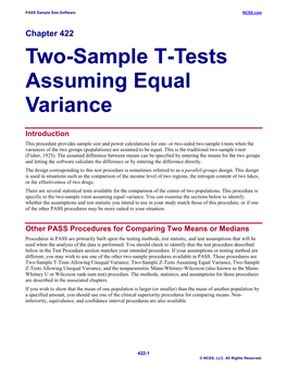 Two-Sample T-Tests Assuming Equal Variance