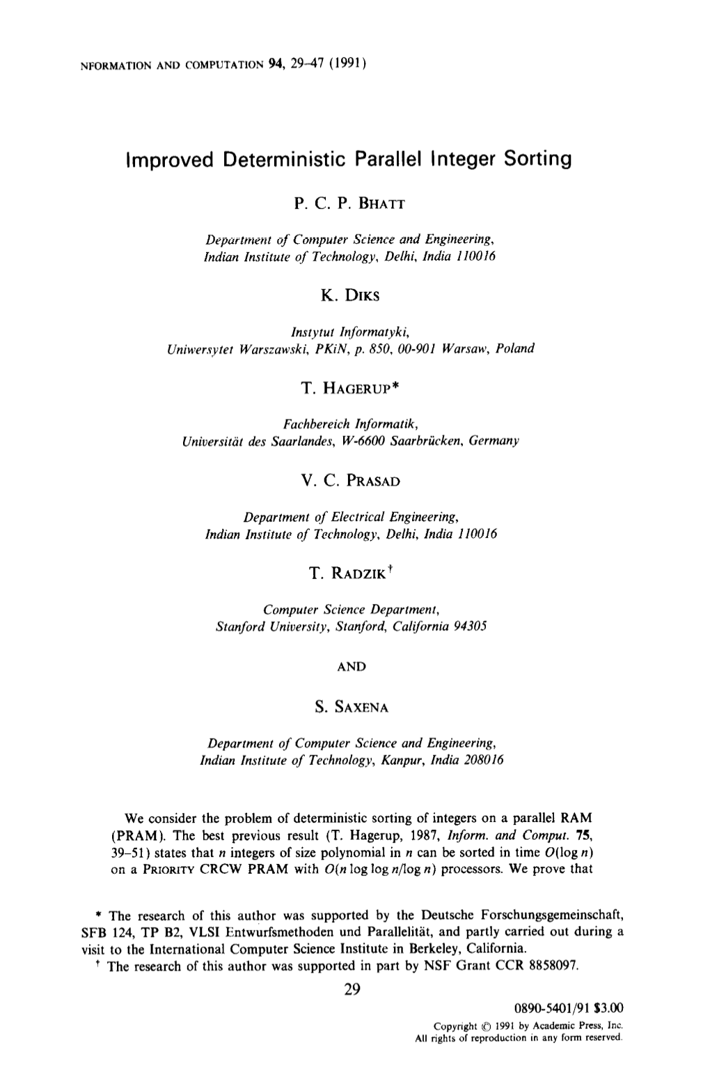 Improved Deterministic Parallel Integer Sorting