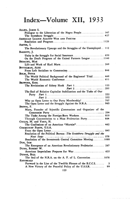 Index-Volume XII, 1933