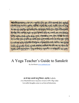 A Yoga Teacher's Guide to Sanskrit