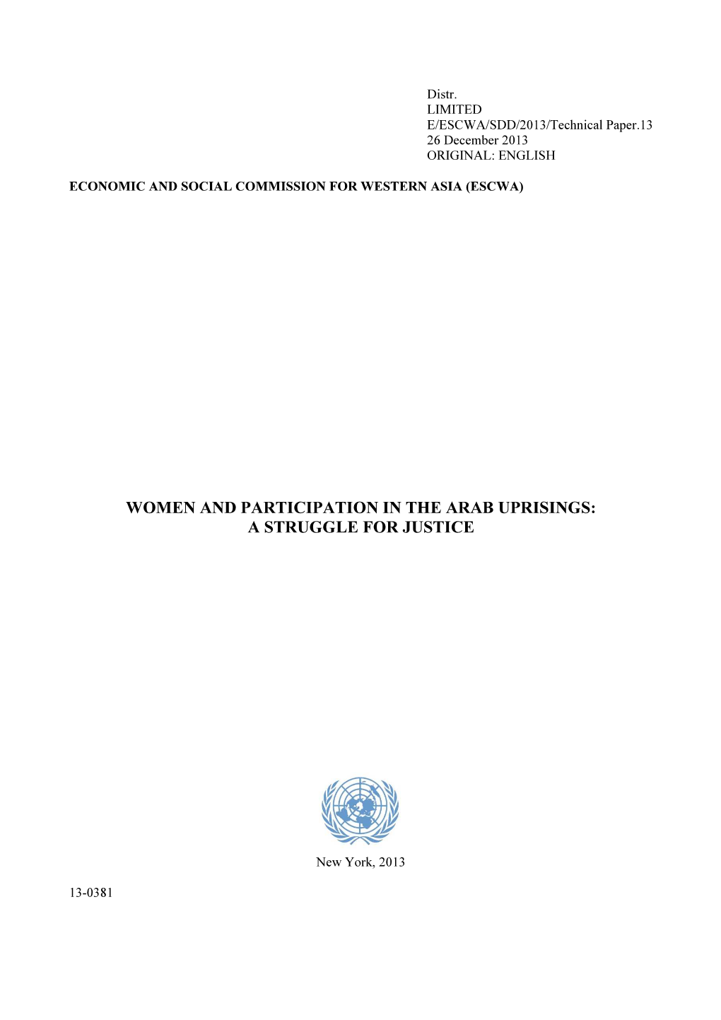 Women and Participation in the Arab Uprisings: a Struggle for Justice