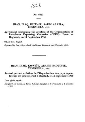 No. 6363 IRAN, IRAQ, KUWAIT, SAUDI ARABIA, VENEZUELA, Etc