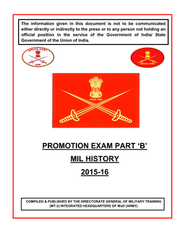 Promotion Exam Part ‘B’ Mil History 2015-16