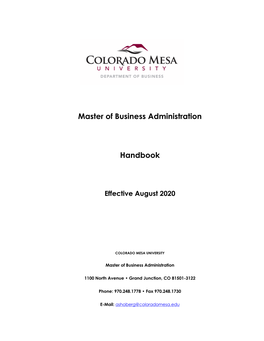 Master of Business Administration Handbook