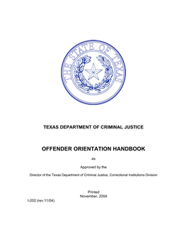 Offender Orientation Handbook