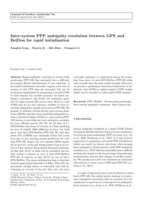 Inter-System PPP Ambiguity Resolution Between GPS and Beidou for Rapid Initialization