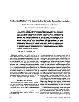 The Sourceof Gallium-67In Gastrointestinalcontents
