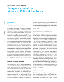 Reorganisation of the Moroccan Political Landscape a M A
