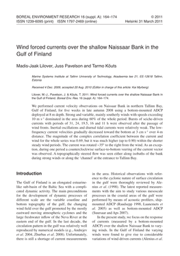Wind Forced Currents Over the Shallow Naissaar Bank in the Gulf of Finland