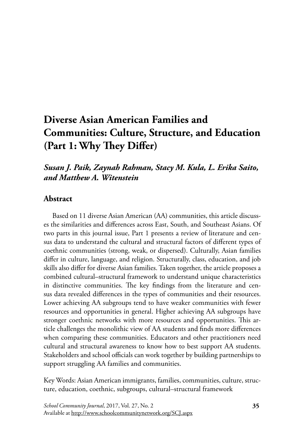 Diverse Asian American Families and Communities: Culture, Structure, and Education (Part 1: Why They Differ)