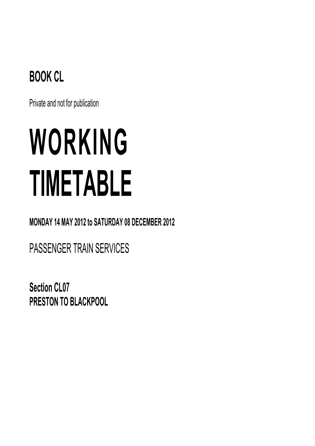 Working Timetable