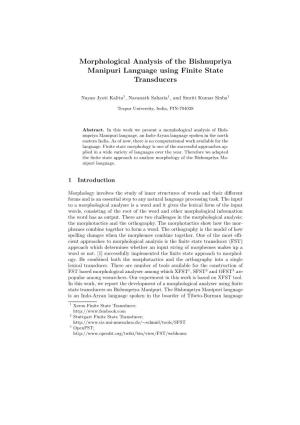 Morphological Analysis of the Bishnupriya Manipuri Language Using Finite State Transducers