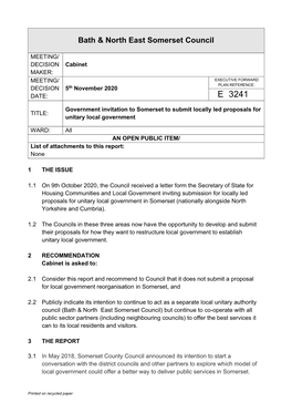 RULE 15 Government Invitation to Somerset to Submit Locally Led