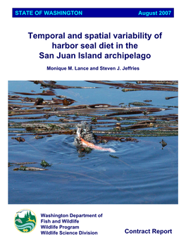 Temporal and Spatial Variability of Harbor Seal Diet in the San Juan Island Archipelago