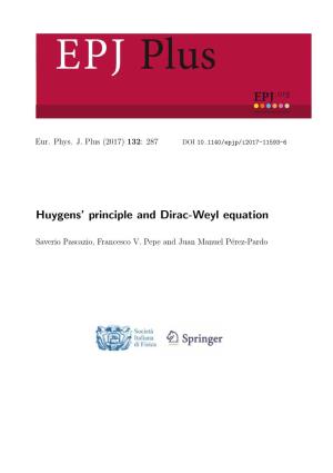 Huygens' Principle and Dirac-Weyl Equation