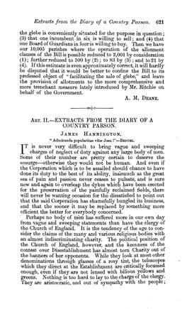"Extracts from the Diary of a Country Parson," the Churchman 1.12