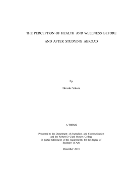The Perception of Health and Wellness Before and After Studying Abroad