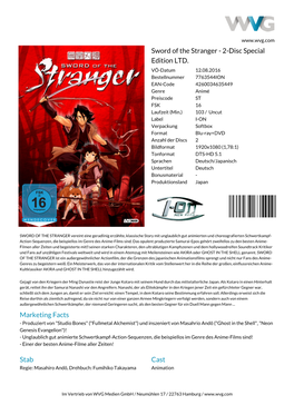 Sword of the Stranger - 2-Disc Special Edition LTD