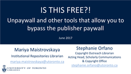 Unpaywall and Other Tools to Bypass Publisher Paywalls