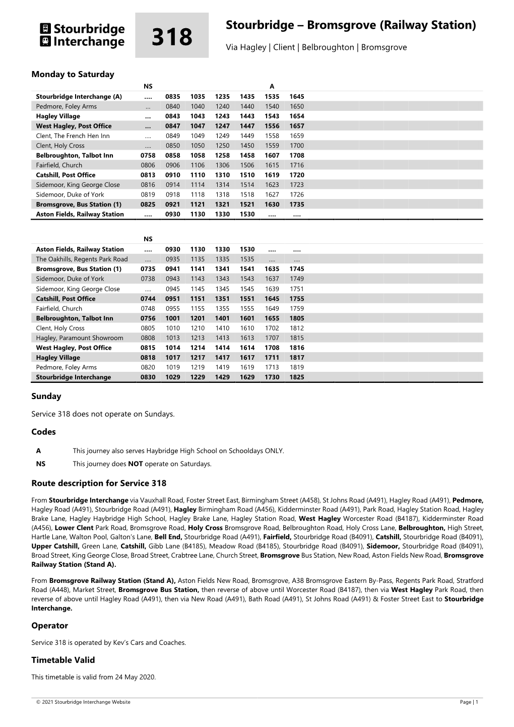 Service 318: Stourbridge