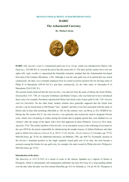 Iranian Coins & Mints: Achaemenid Dynasty