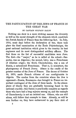 The Pakticipation of the Jews of Feance in the Geeat
