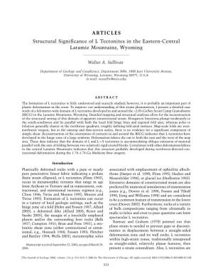 ARTICLES Structural Significance of L Tectonites in the Eastern-Central