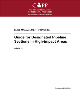 Guide for Designated Pipeline Sections in High-Impact Areas