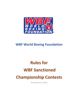 Rules for WBF Sanctioned Championship Contests