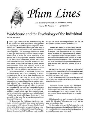 Wodehouse and the Psychology of the Individual by Tim Andrew