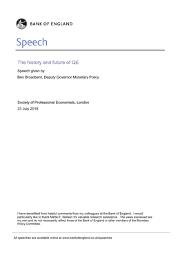 Ben Broadbent: the History and Future of QE