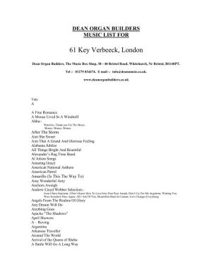 61 Key Verbeeck, London