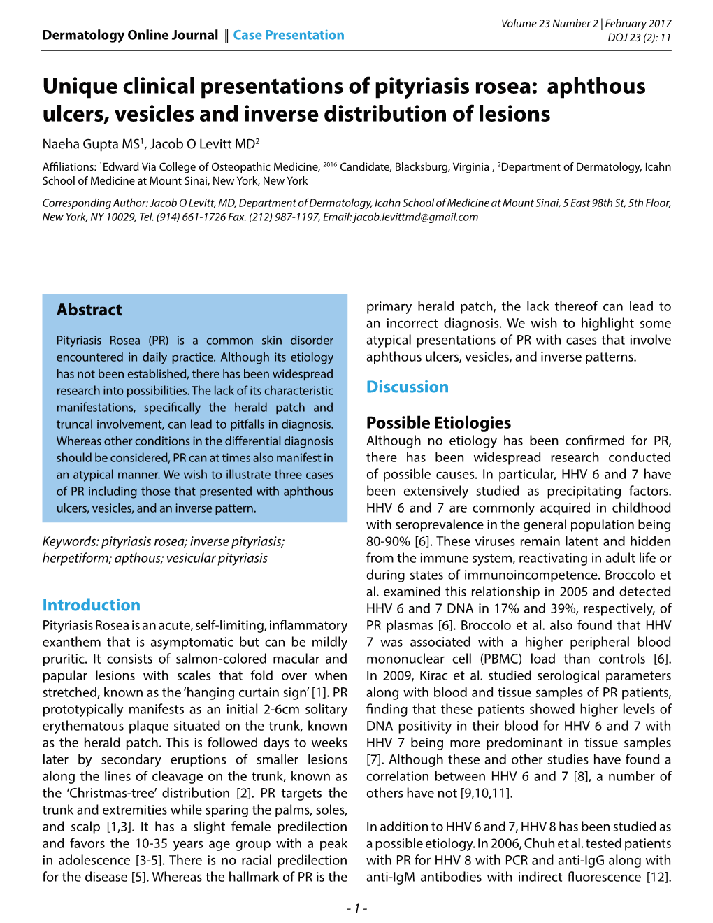 Unique Clinical Presentations of Pityriasis Rosea