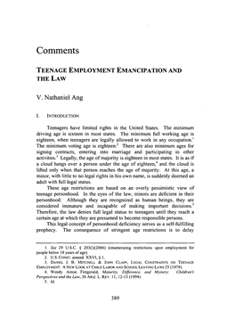 Teenage Employment Emancipation and the Law
