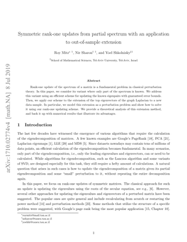 Symmetric Rank-One Updates from Partial Spectrum with an Application to Out-Of-Sample Extension