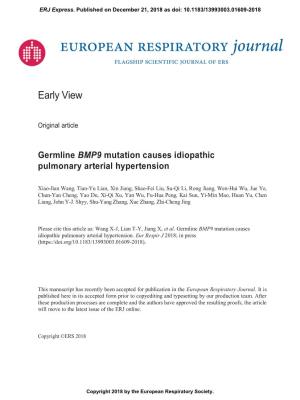 Germline BMP9 Mutation Causes Idiopathic Pulmonary Arterial Hypertension