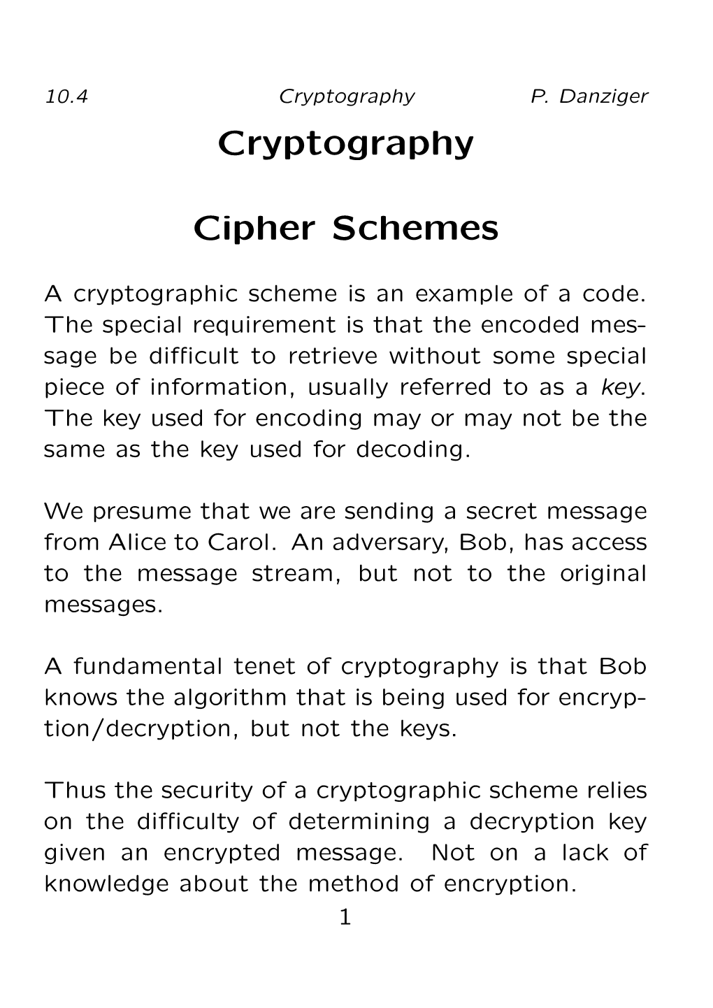 Cryptography Cipher Schemes