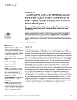 Transcriptome Landscape of Rafflesia Cantleyi Floral Buds Reveals Insights Into the Roles of Transcription Factors and Phytohormones in Flower Development