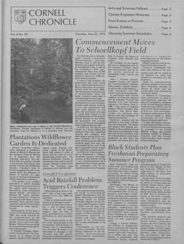 CORNELL CHRONICLE Commencement Moves To
