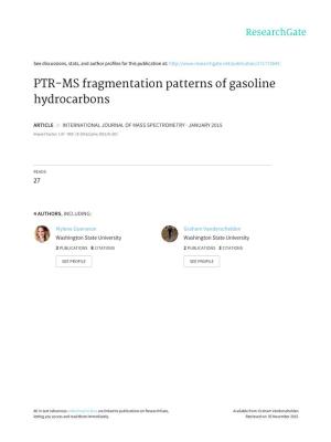 PTR-MS Fragmentation Patterns of Gasoline Hydrocarbons