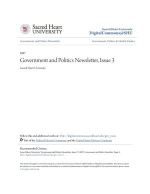 Government and Politics Newsletter, Issue 3 Sacred Heart University