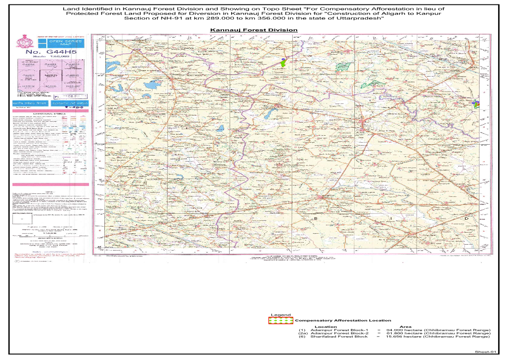 Land Identified in Kannauj Forest Division and Showing on Topo Sheet