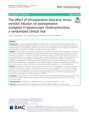 The Effect of Intraoperative Lidocaine Versus Esmolol Infusion On