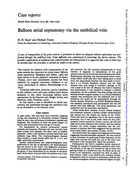 Balloon Atrial Septostomy Via the Umbilical Vein