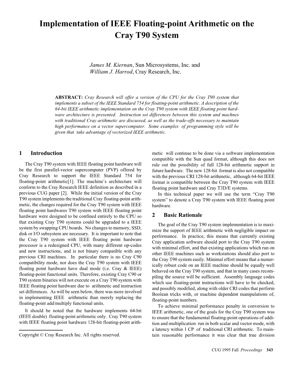 Implementation of IEEE Floating-Point Arithmetic on the Cray T90 System