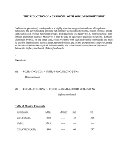 The Reduction of a Carbonyl with Sodium Borohydride