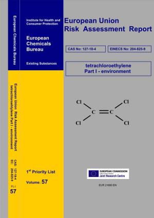 European Union Risk Assessment Report Tetrachloroeht Part I - Environment
