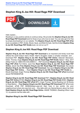 Stephen King & Joe Hill: Road Rage PDF Download